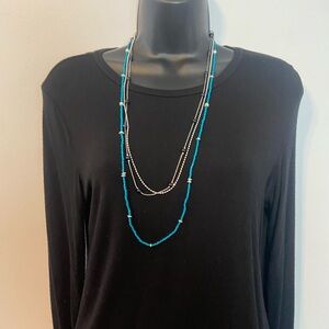 Lia Sophia Navy and Teal Beaded Necklace Detachable (2)